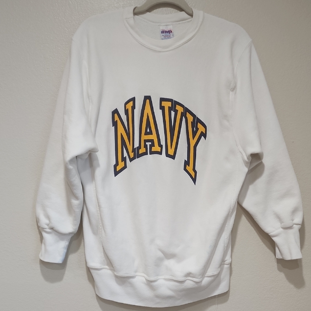 Vintage US Navy Sweatshirt Crewneck Pro Weave 80s Oversized Men's size Medium